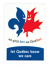 Foto van sluitzegel voor 'Let Québec know we care'.