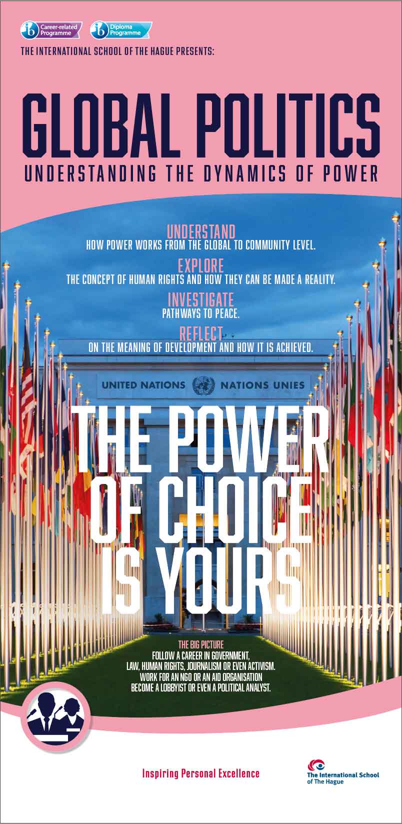 Subject Choice banner voor Global Politics voor International School of The Hague
