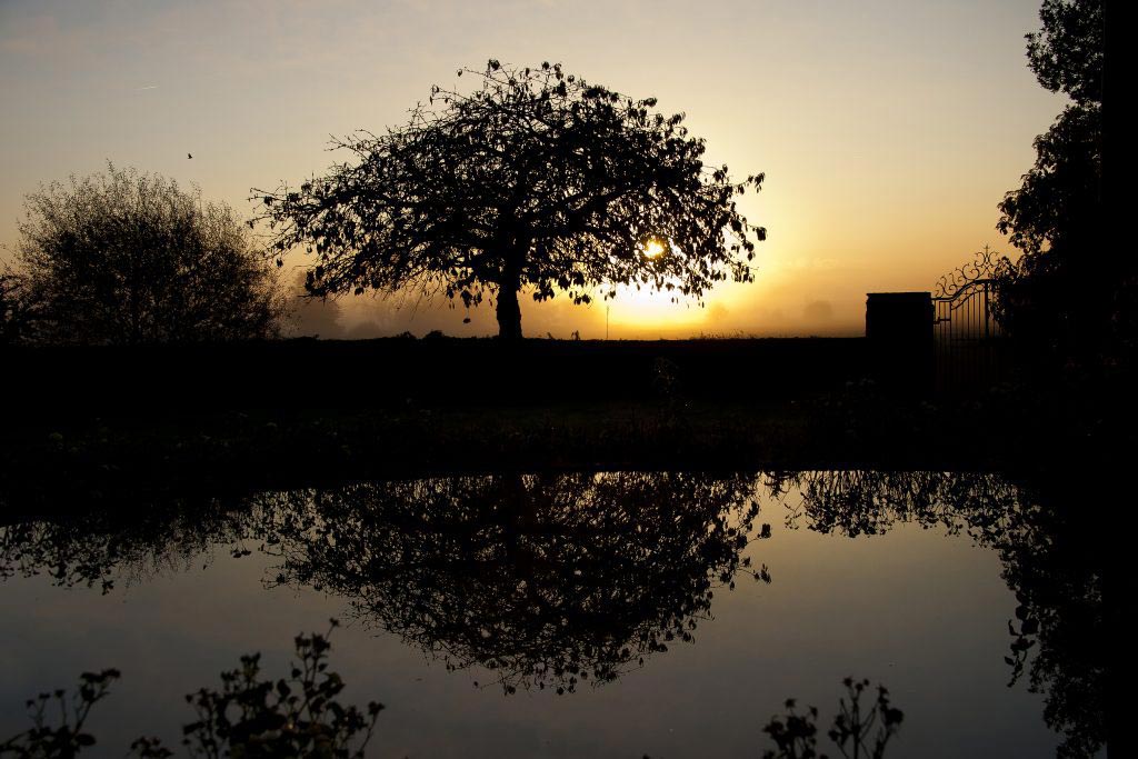 Fotografie: Opdracht en vrij werk. Zonsopkomst in tuin van Normandisch kasteel